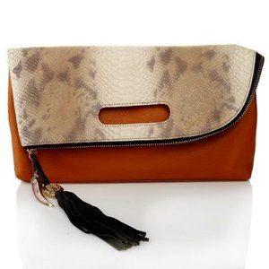 Vince-Camuto Juliann Python Leather Clutch